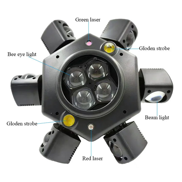 Hexa-Arm Bee Eye Laser - 6-Beam DJ Stage Light 🎶💥✨