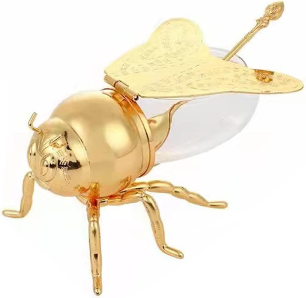 Luxury Bee-Shaped Honey Pot Set with Glass Jar & Dipper