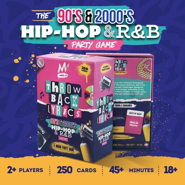 Throwback Lyrics™ – 90’s & 2000’s Classic Hip-Hop & R&B Party Game | Lyric Trivia + Charades