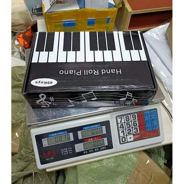 49-Key Portable Roll-Up Electronic Piano Keyboard | Rechargeable Soft Silicone Keys | 16 Tones, 6 Demo Songs | Ideal Beginner Gift (Silvery)