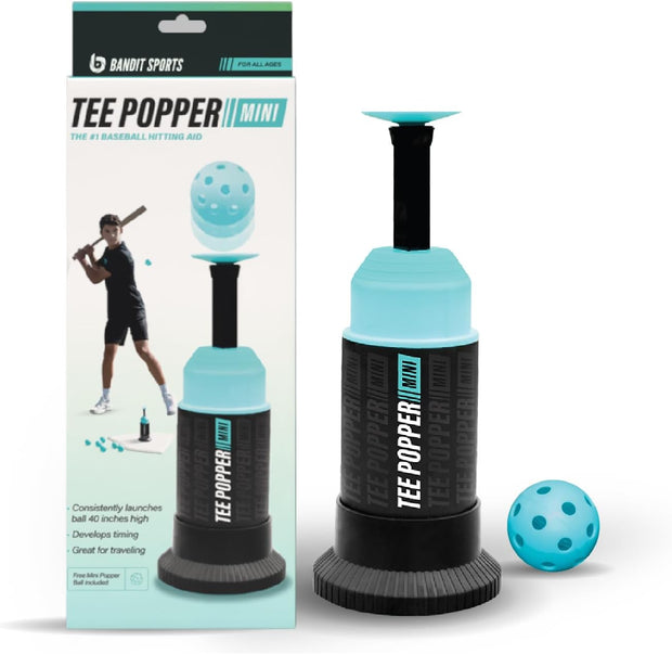 Bandit Sports Tee Popper Baseball Hitting Trainer – Automatic Pop-Up Batting Tee for All Ages & Skill Levels (1 Popper Ball Included)