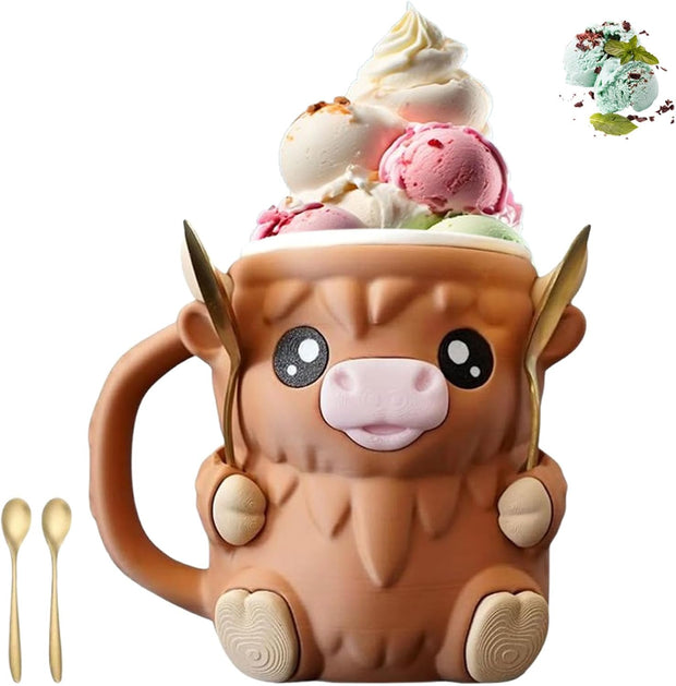 Highland Cow Ice Pint Holder – Keep Your Ice Cream Cold & Your Hands Warm