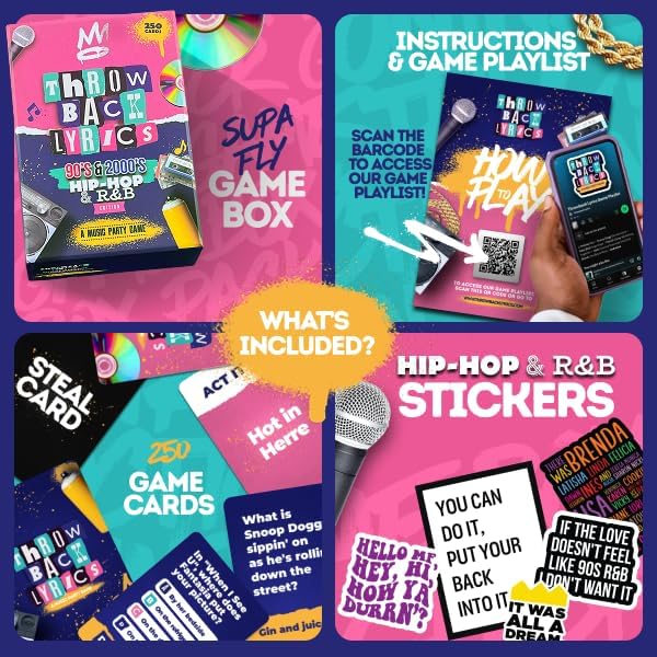 Throwback Lyrics™ – 90’s & 2000’s Classic Hip-Hop & R&B Party Game | Lyric Trivia + Charades
