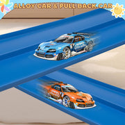 Flex Track 15 Ft Flexible Double-Lane Race Car Track Starter Set with Suction Cups | Compatible with Hot Wheels, 1/64 Diecast Cars & Monster Trucks | No Assembly, Roll-Up Storage, Ages 3+