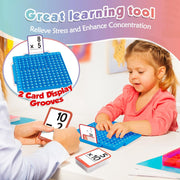4-in-1 Math Fidget Board Set: Multiplication Chart + Addition/Subtraction/Division Flash Cards | Sensory Math Games for Kids (1st-6th Grade)