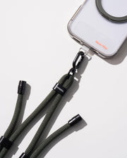 Crossbody Phone Lanyard with 2 Phone Tabs | Adjustable Anti-Theft Neck Strap for All Phones | Heavy-Duty Metal Buckle | Skin-Friendly & Lightweight | Travel & Outdoor Essential (Black)