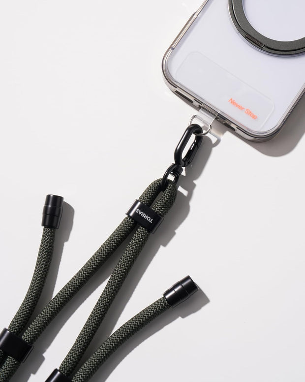 Crossbody Phone Lanyard with 2 Phone Tabs | Adjustable Anti-Theft Neck Strap for All Phones | Heavy-Duty Metal Buckle | Skin-Friendly & Lightweight | Travel & Outdoor Essential (Black)