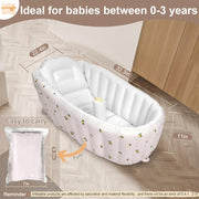 Inflatable Baby Bathtub with Built-in Air Pump – Portable Travel Bath Tub for Newborns to Toddlers, Anti-Slip Design, Back Support, Easy to Inflate & Fold for Storage