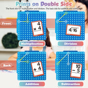 4-in-1 Math Fidget Board Set: Multiplication Chart + Addition/Subtraction/Division Flash Cards | Sensory Math Games for Kids (1st-6th Grade)