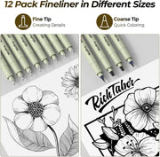 58-Piece Professional Sketching & Drawing Art Set (Leather Case) – Includes Metal Mechanical Pencils (0.5/0.7/0.9/2.0mm), 12 Fineliner Pens, Sketchbook, & Lead Refills
