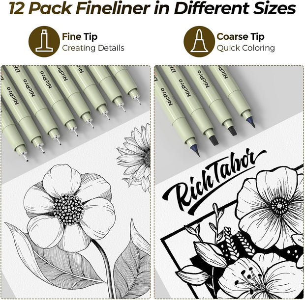 58-Piece Professional Sketching & Drawing Art Set (Leather Case) – Includes Metal Mechanical Pencils (0.5/0.7/0.9/2.0mm), 12 Fineliner Pens, Sketchbook, & Lead Refills