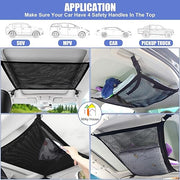 Car Ceiling Storage Net – 30.3"x22" Universal Roof Mesh Cargo Organizer with Zipper – Adjustable Interior Storage Bag for Cars, SUVs, Trucks, an