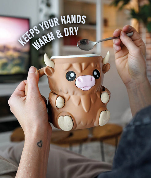 Highland Cow Ice Pint Holder – Keep Your Ice Cream Cold & Your Hands Warm